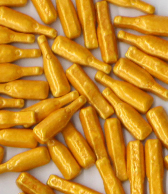 Gold Beer Bottle Sprinkles Press Candy