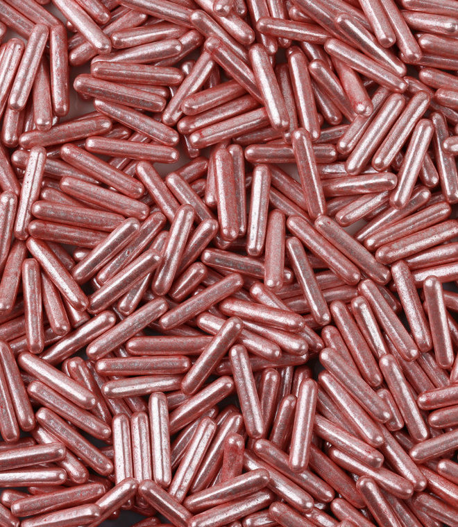 Metallic Shiny Rose Gold Rods Sprinkles Jimmes Decorations