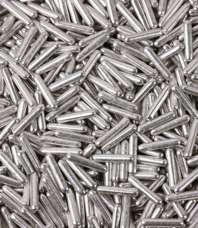 Metallic Shiny Silver Rods Sprinkles Jimmes Decorations
