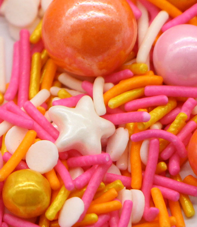 Mix Colors Jimmies With Star Shape Press Candy and Sugar Pearls Sprinkles Mix