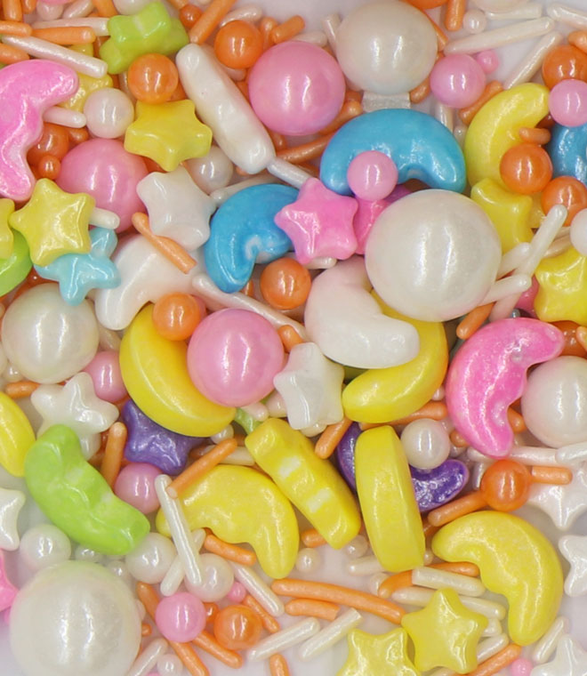 Mix Size Sugar Pearls With Star Shape Confetti Sprinkles Mix 2