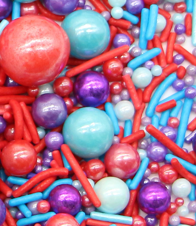 Multi Colors Sugar Pearls With Mix Jimmies Sprinkles Mix