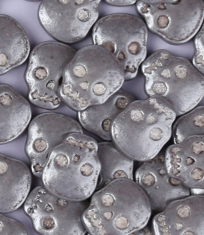 Silver Skeleton Head Sprinkles Press Candy