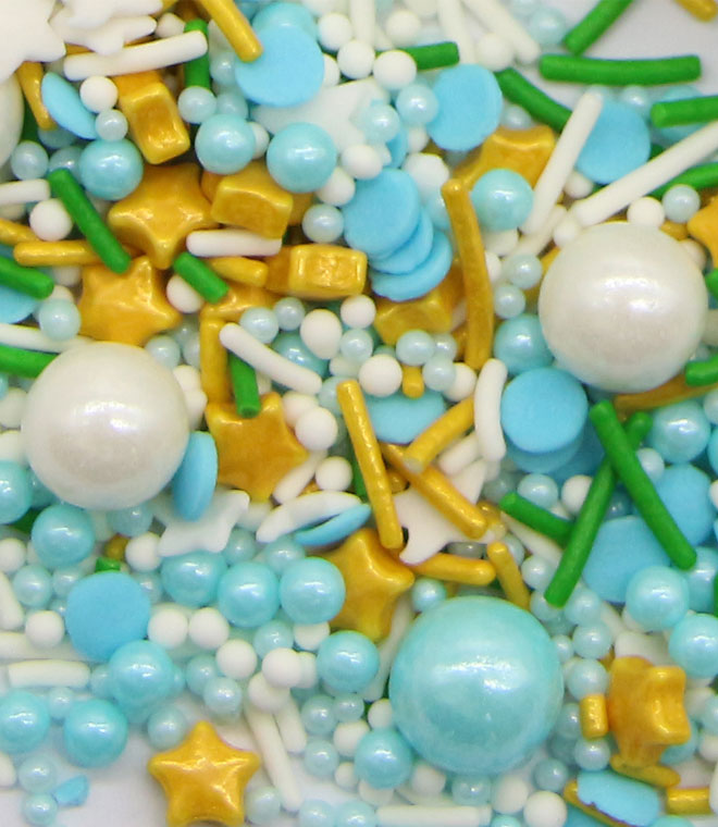 Star Shape Press Candy With Mix Sugar Pearls and Jimmies Sprinkles Mix